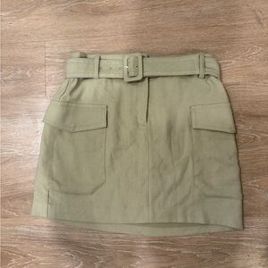 Y2K Express Olive Green Belted Utility Mini Skirt